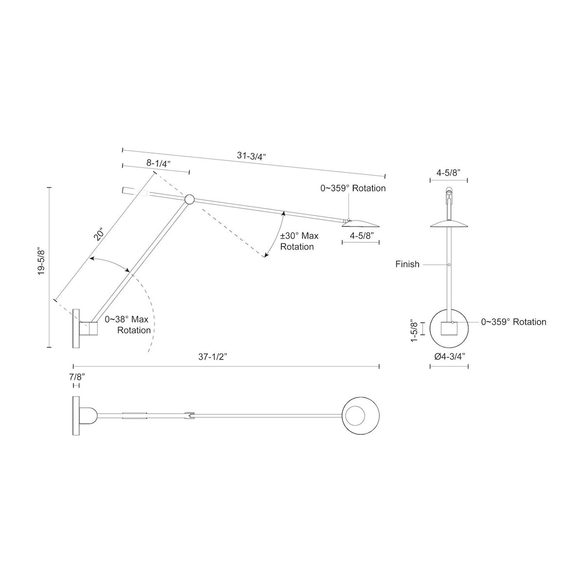 Applique murale Rotaire 19 5/8" – vue 4