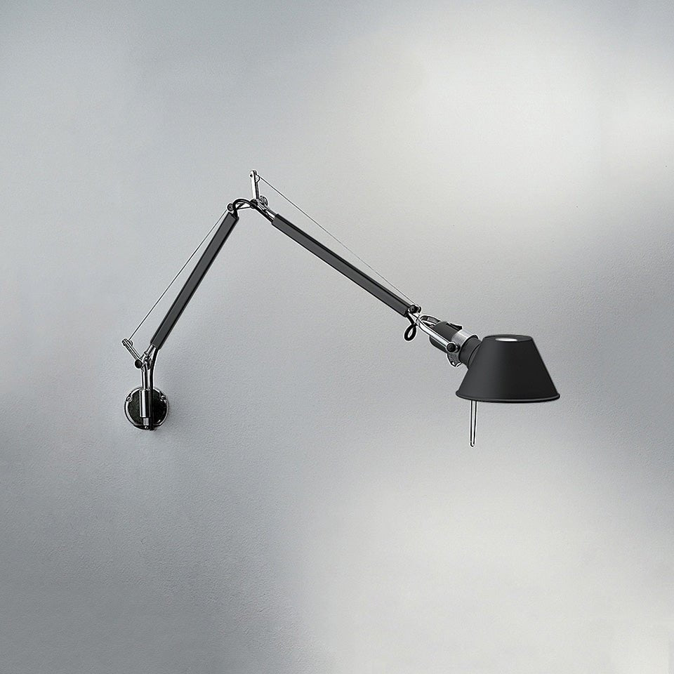 Murale Tolomeo - Mini / avec support "J" Noir 1 x A - 15 / 100W Max / Medium E26 by Artemide | Luminaires & cie
