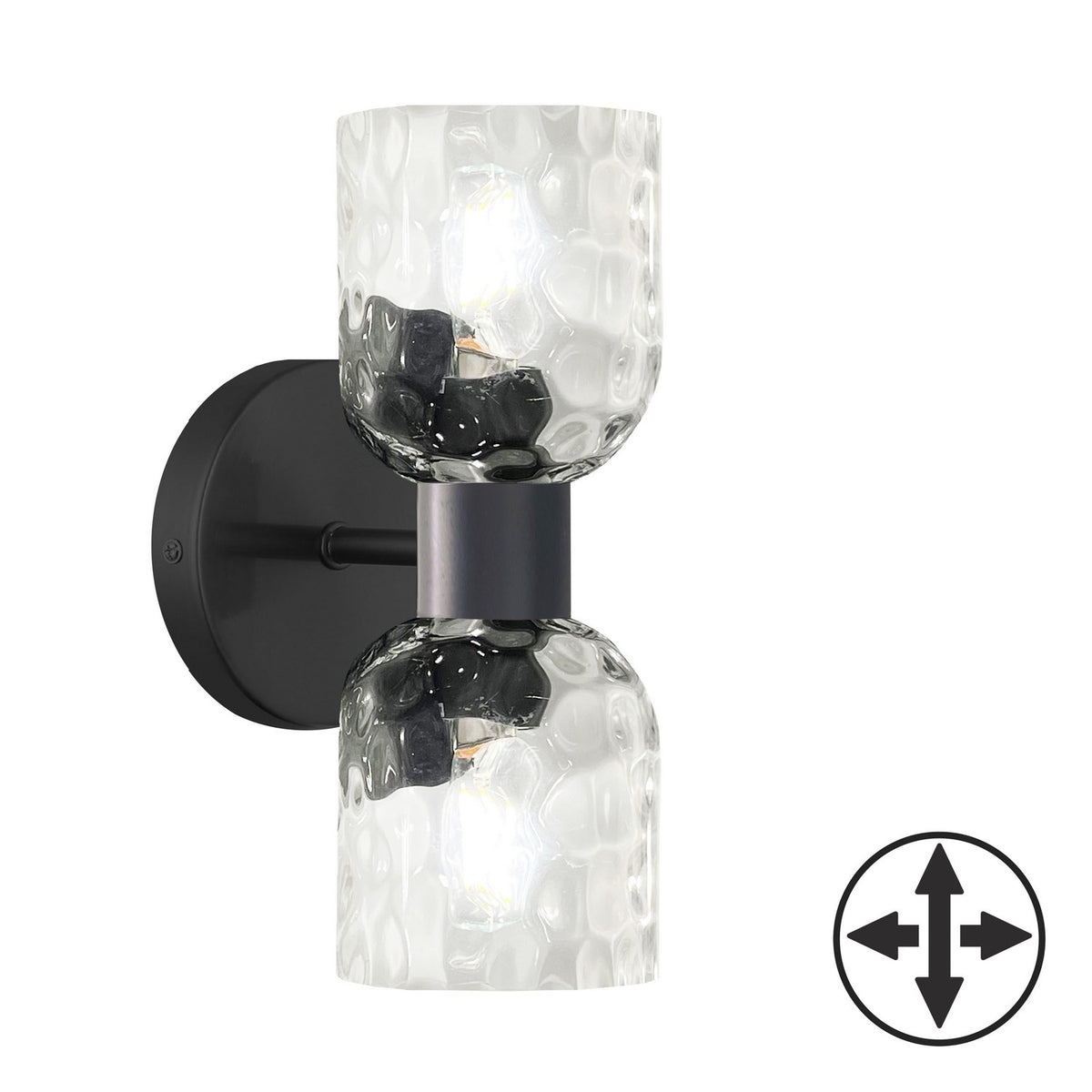 Applique murale Vallora nombre ampoules 2, Noir mat – Dainolite
