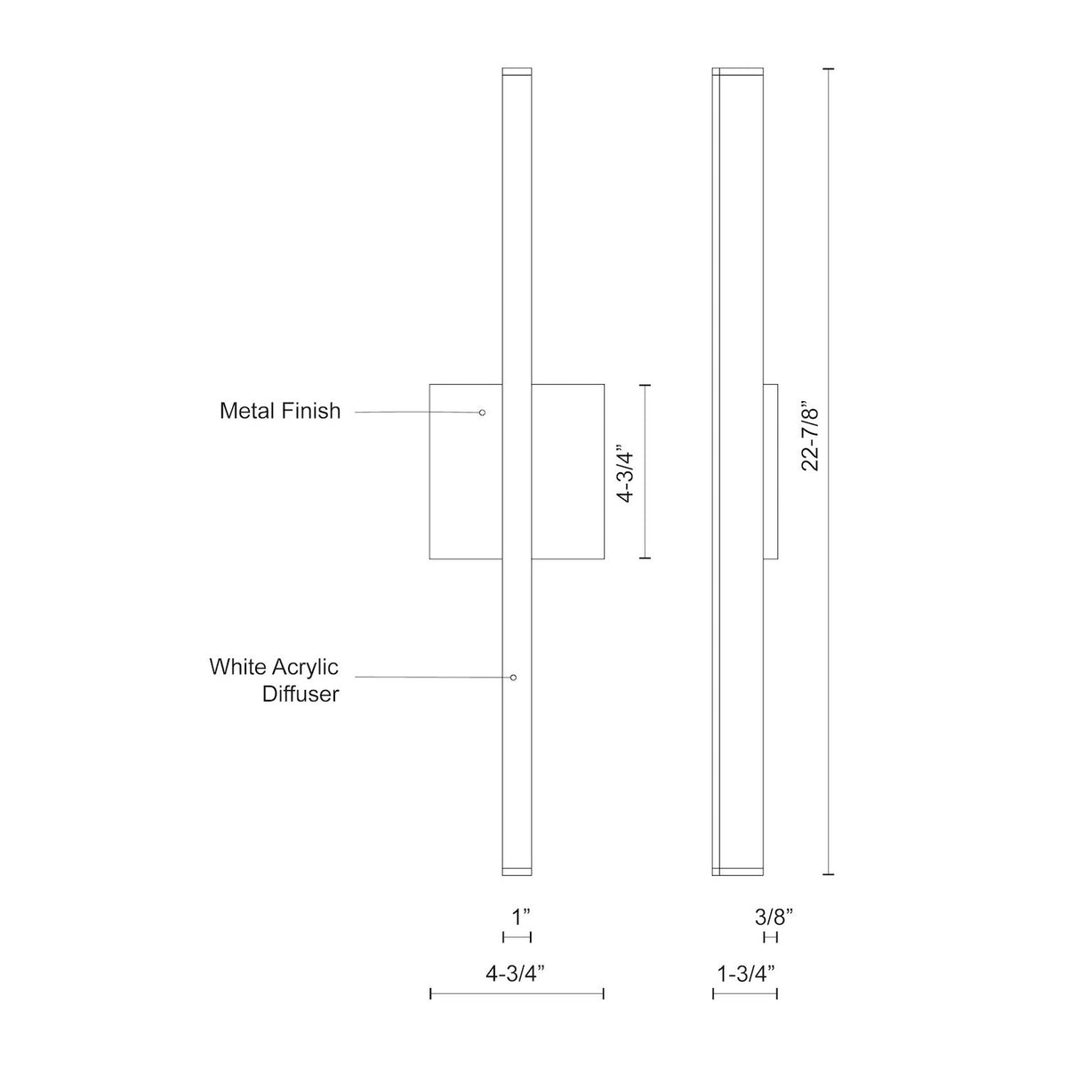 Applique murale Vega Nickel brossé, 22 7/8" – vue 3