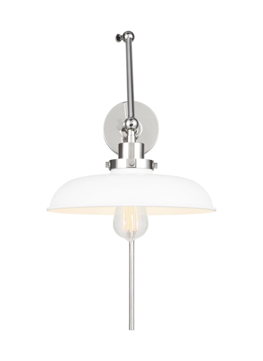 Murale wide à bras double Wellfleet - Nickel blanc et poli mat Blanc mat by Visual Comfort Studio | Luminaires & cie