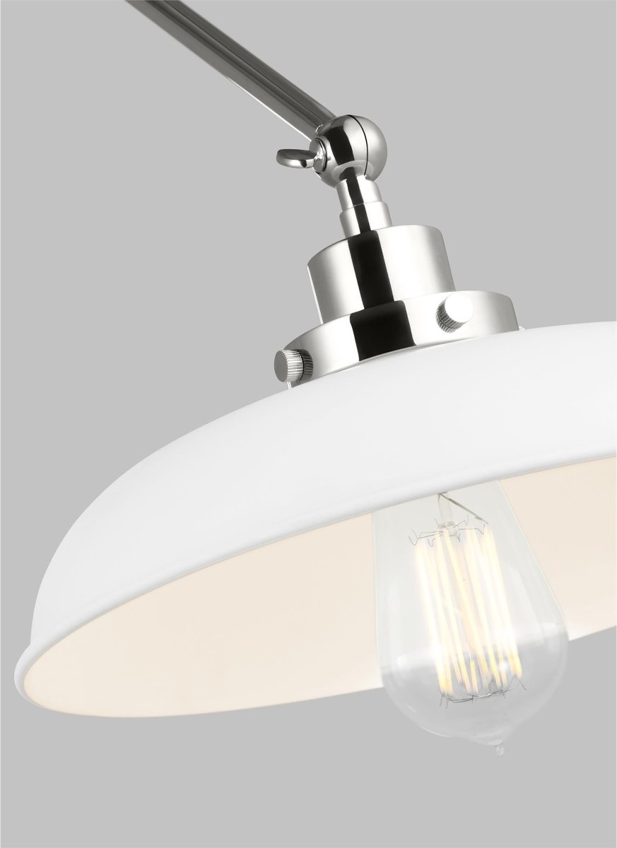Murale wide à bras double Wellfleet - Nickel blanc et poli mat Blanc mat by Visual Comfort Studio | Luminaires & cie