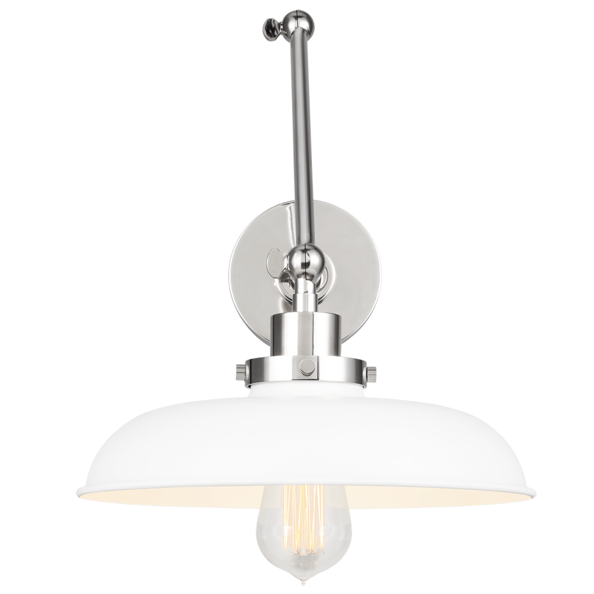 Murale wide à bras double Wellfleet - Nickel blanc et poli mat Blanc mat by Visual Comfort Studio | Luminaires & cie