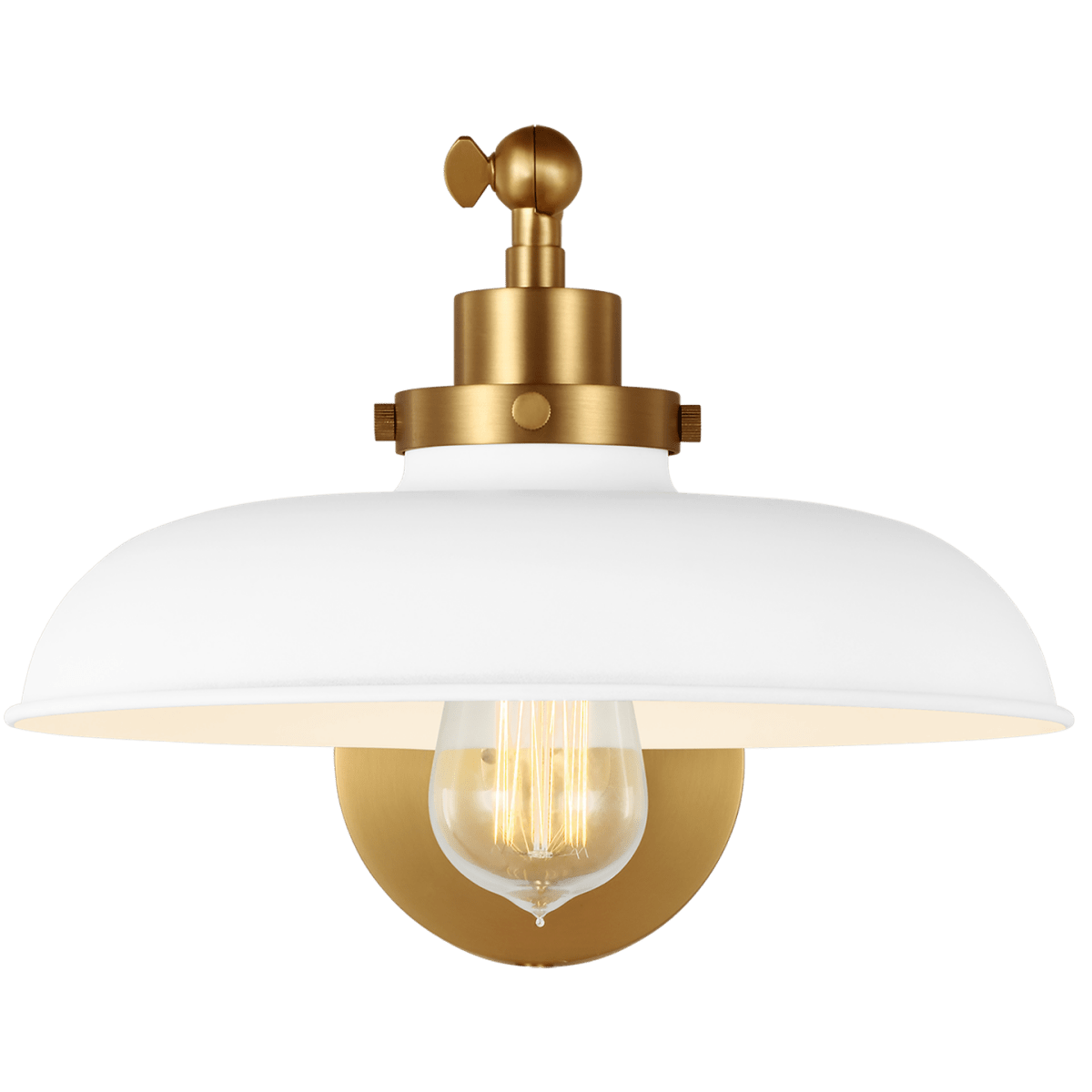 Murale wide à bras unique Wellfleet - Matte blanc et laiton brûlé Blanc mat by Visual Comfort Studio | Luminaires & cie