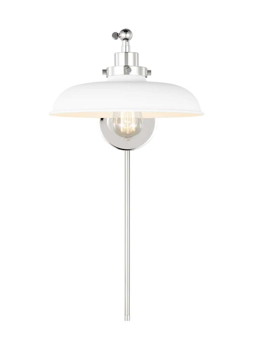 Murale wide à bras unique Wellfleet - Nickel blanc et poli mat Blanc mat by Visual Comfort Studio | Luminaires & cie
