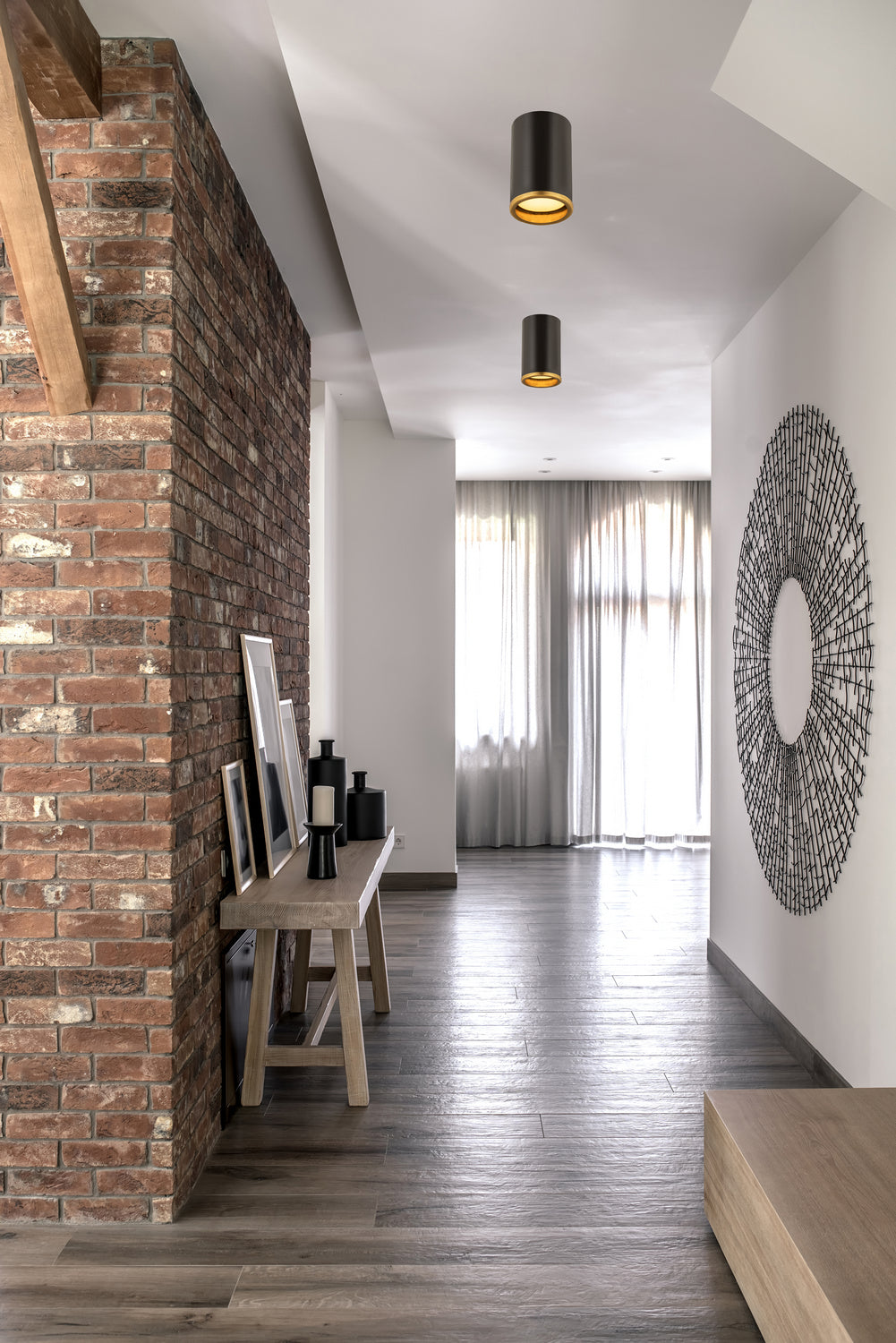 Plafonnier Arlo Noir mat + Laiton bruni, 5 1/4" – vue 3