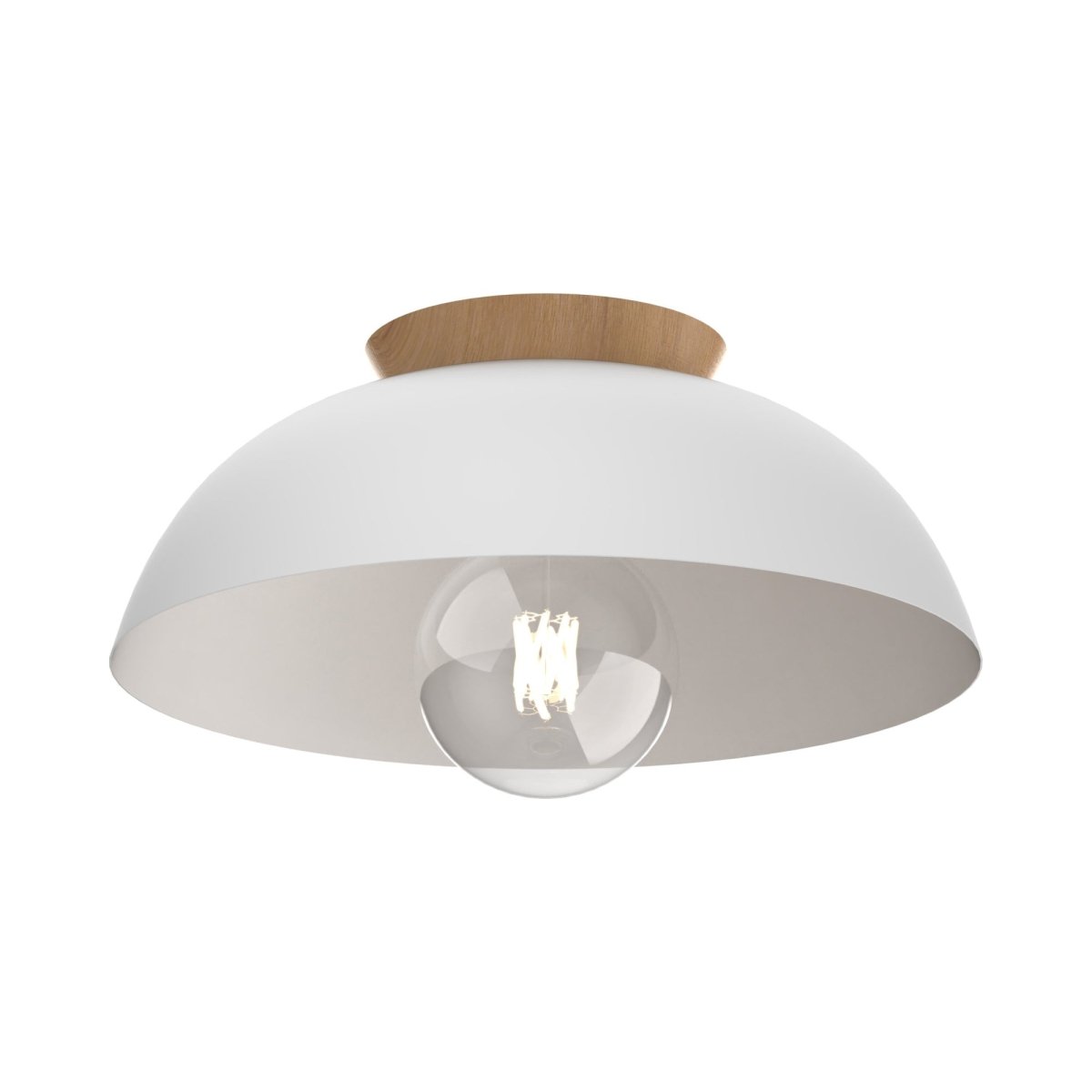Plafonnier Bergen - Blanc mat et bois naturel 16 1/4" by DVI Lighting | Luminaires & cie