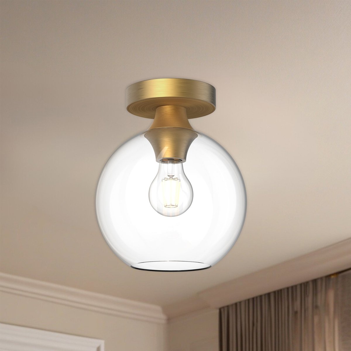 Plafonnier Castilla - Or vieilli Verre clair 7 7/8" by Alora Lighting | Luminaires & cie