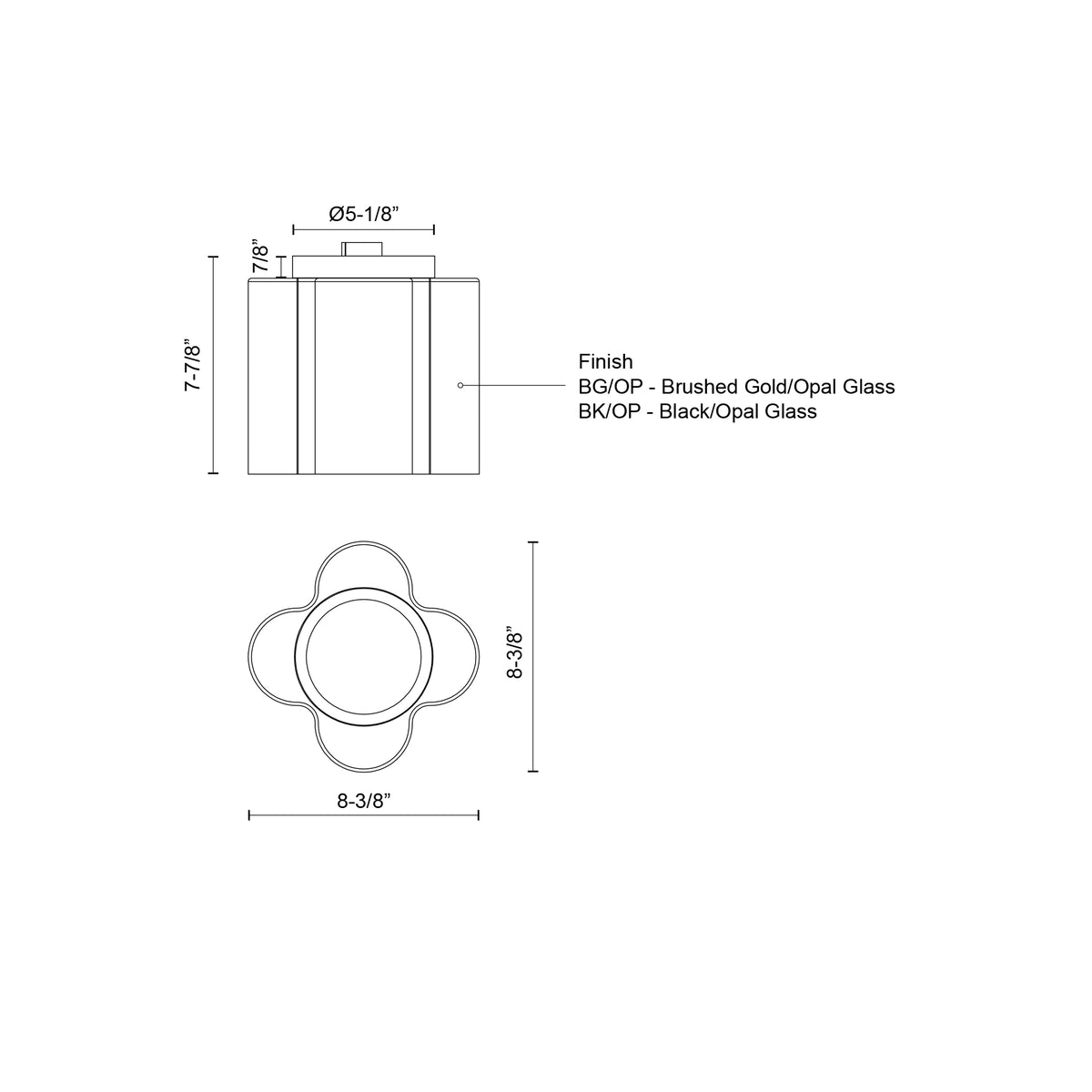 Plafonnier Clover Or brossé/Verre opale – vue 4