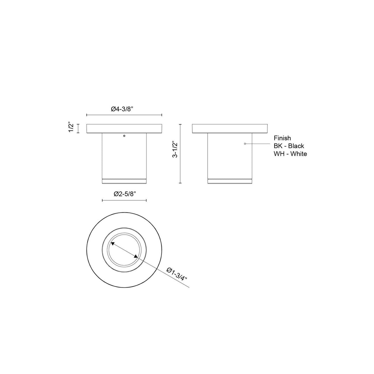 Plafonnier extérieur Nordic 2 pouces, Blanc, 3 1/2" – vue 2