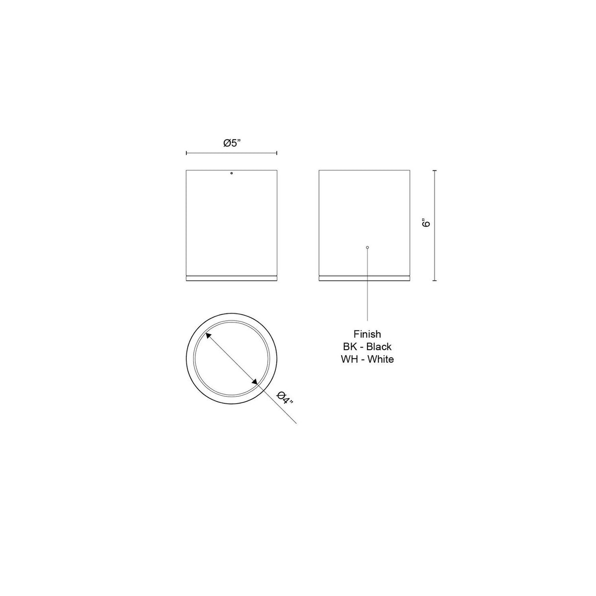 Plafonnier extérieur Nordic 5 pouces, Blanc, 6" – vue 2