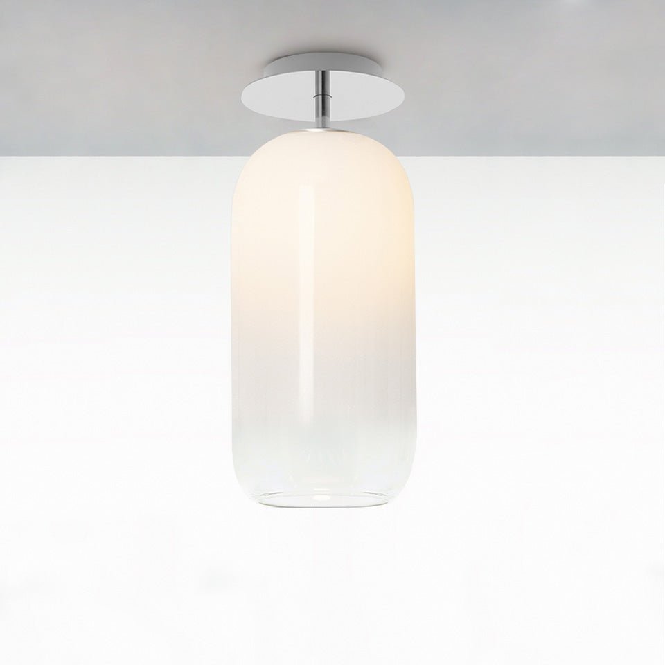 Plafonnier Gople - Classique (19 3/4") Chrome/Blanc fumé by Artemide | Luminaires & cie