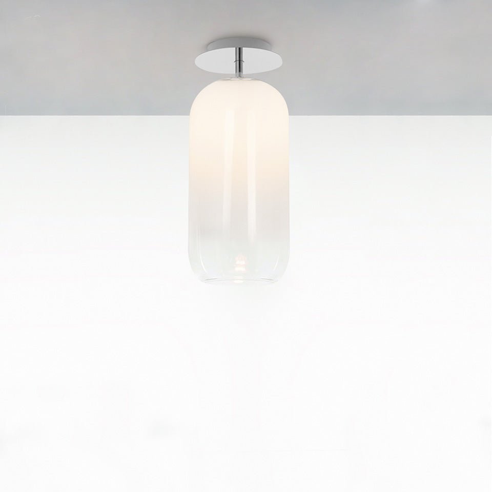 Plafonnier Gople - Mini (13 3/4") Chrome/Blanc fumé by Artemide | Luminaires & cie