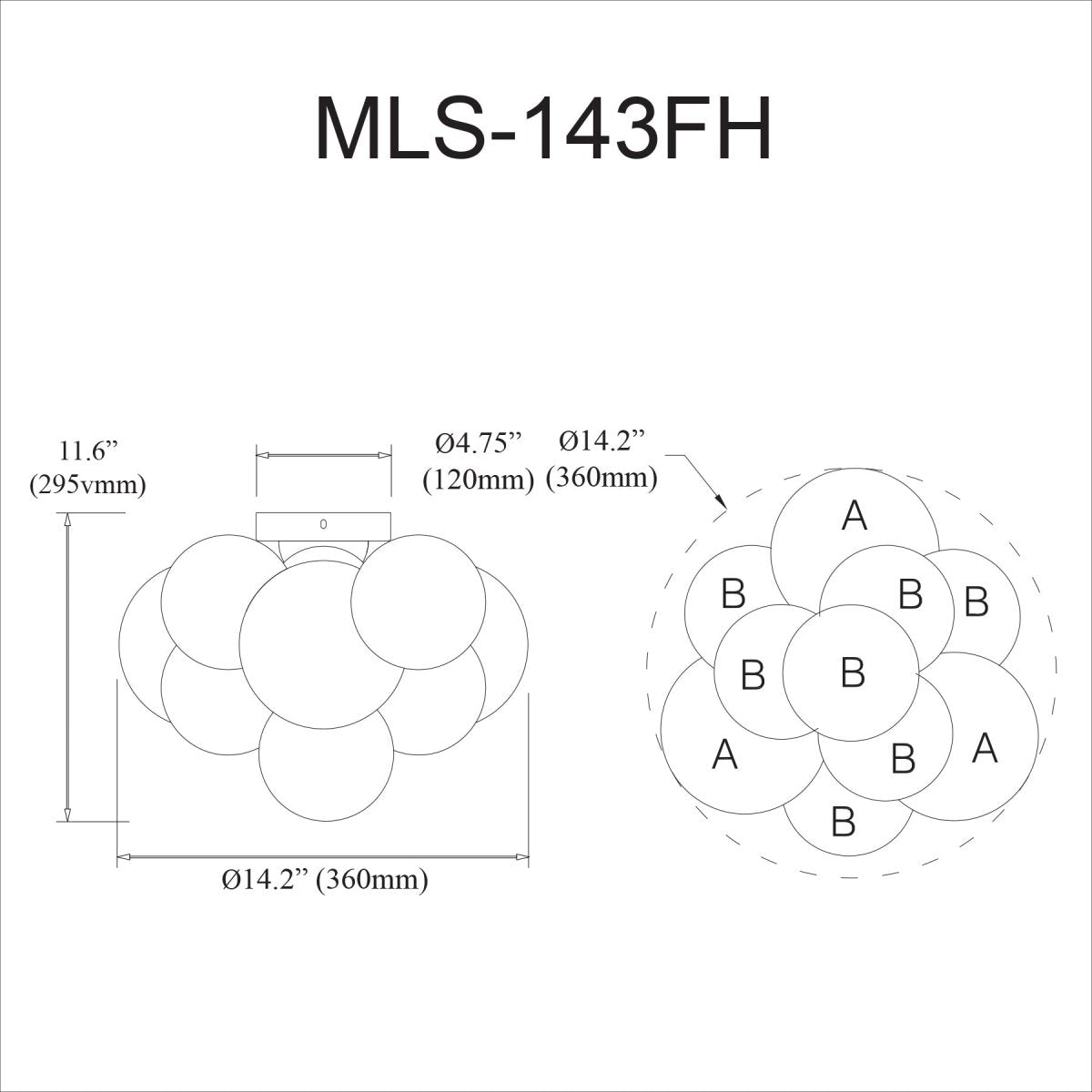Plafonnier Miles - Noir by Dainolite | Luminaires & cie
