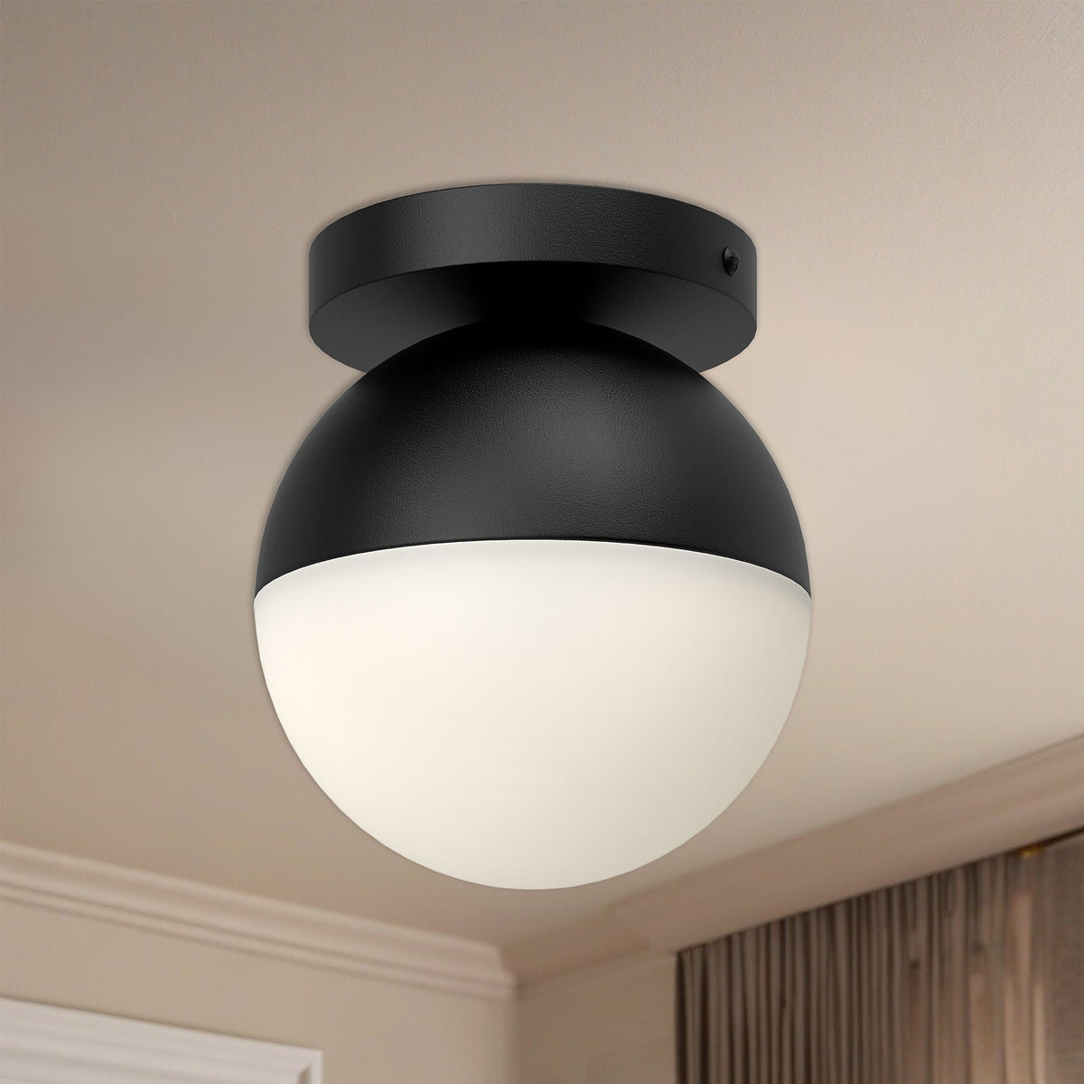 Plafonnier Monae Noir / Verre opale, 6" – vue 3