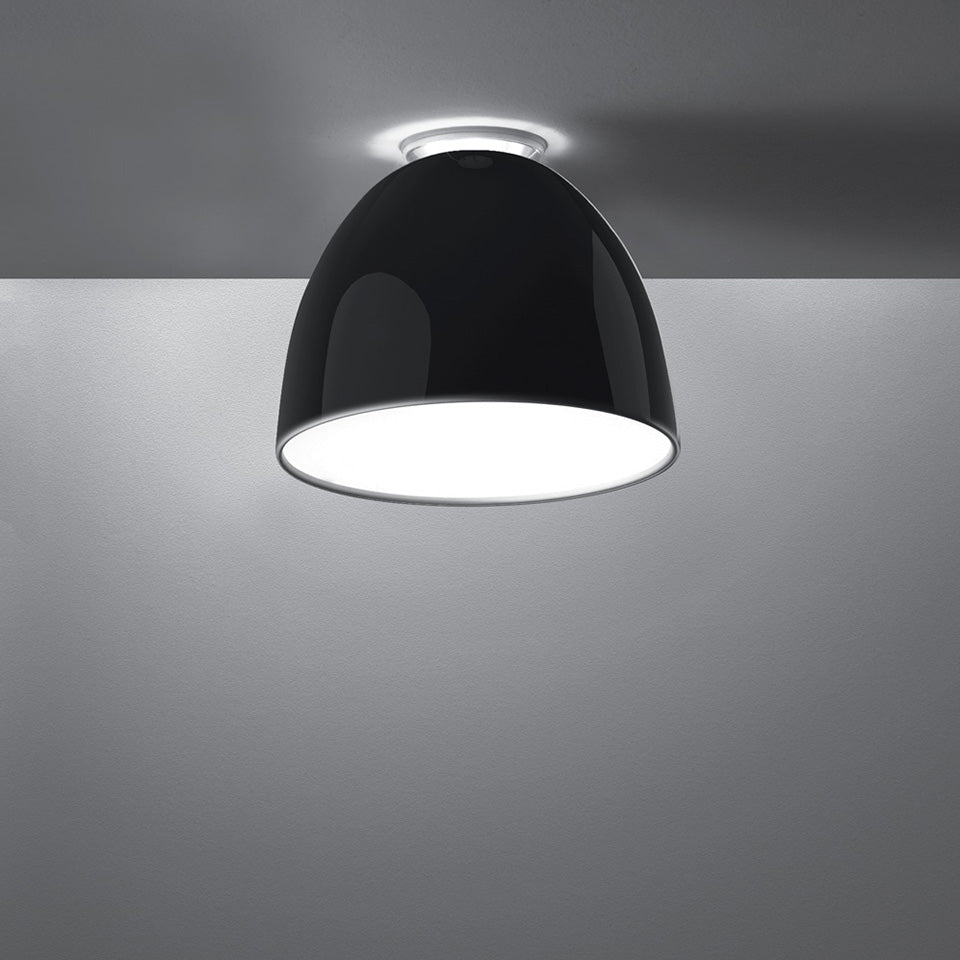 Plafonnier NUR - Mini (14 3/16") Noir Brillant 1x 100W A - 19 Medium E26 by Artemide | Luminaires & cie