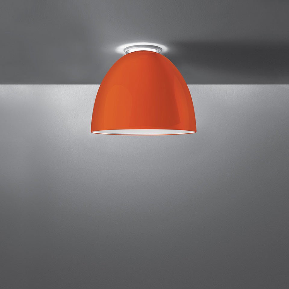 Plafonnier NUR - Mini (14 3/16") Orange Brillant 1x 100W A - 19 Medium E26 by Artemide | Luminaires & cie