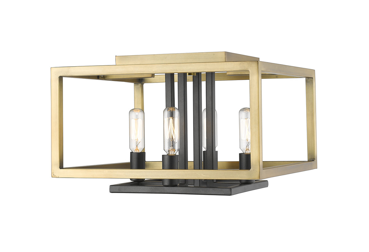 Plafonnier Quadra Laiton antique + bronze – Z-Lite