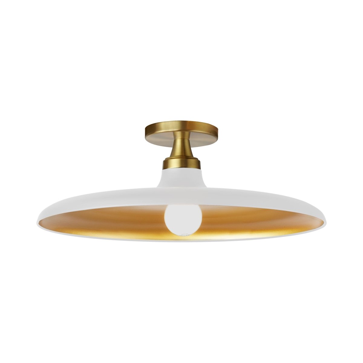 Plafonnier Quentin - Blanc mat & laiton vieilli 18" by Dainolite | Luminaires & cie