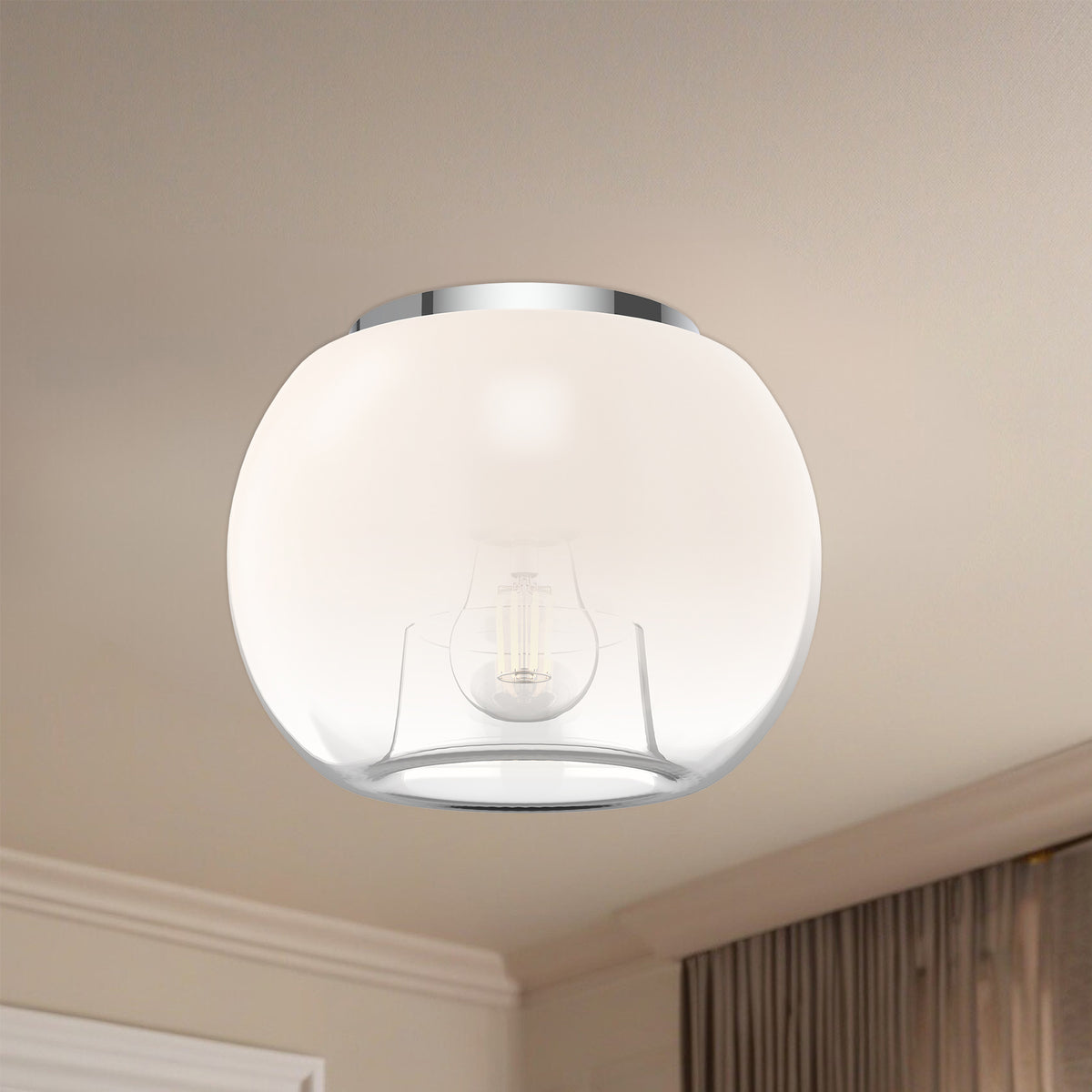 Plafonnier Samar Chrome / Opale – vue 2