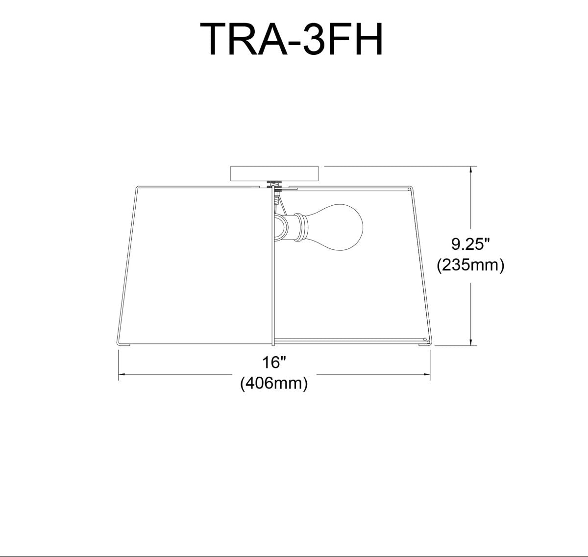Plafonnier Trapezoid - Noir Blanc 16" by Dainolite | Luminaires & cie