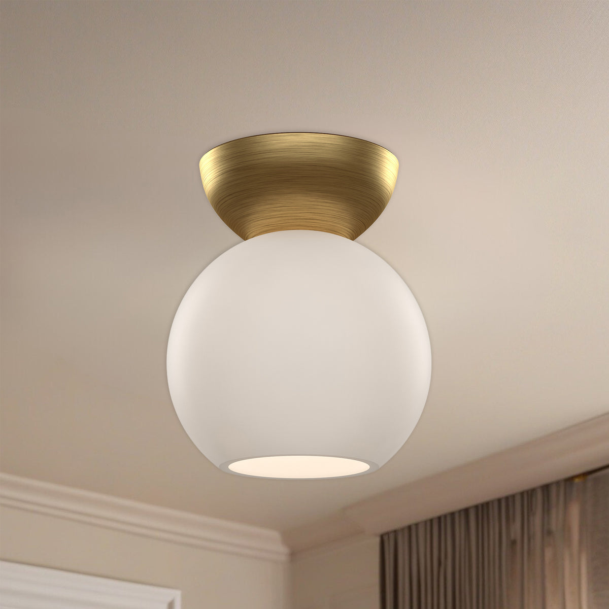 Plafonnier Arcadia Or brossé, Verre opale mat, 6" – vue 3