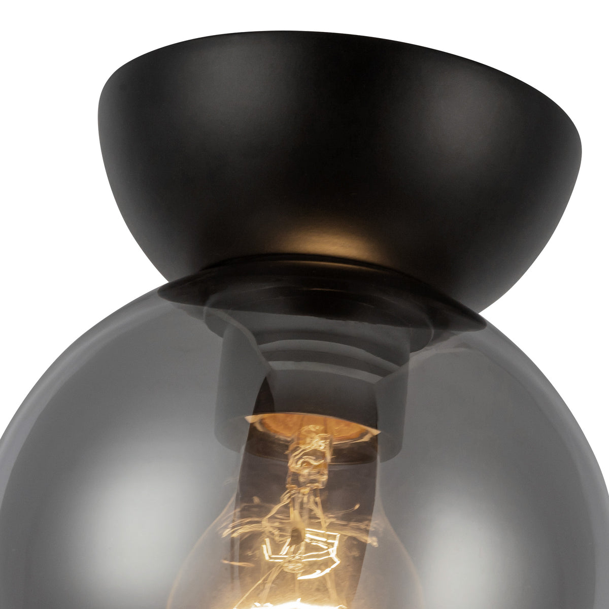 Plafonnier Arcadia Noir, Verre fumé, 6" – vue 4
