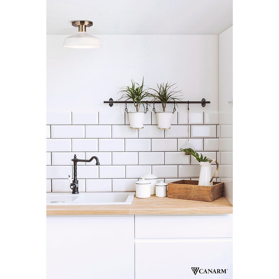 Semi - plafonnier Bello - Or et blanc by Canarm | Luminaires & cie