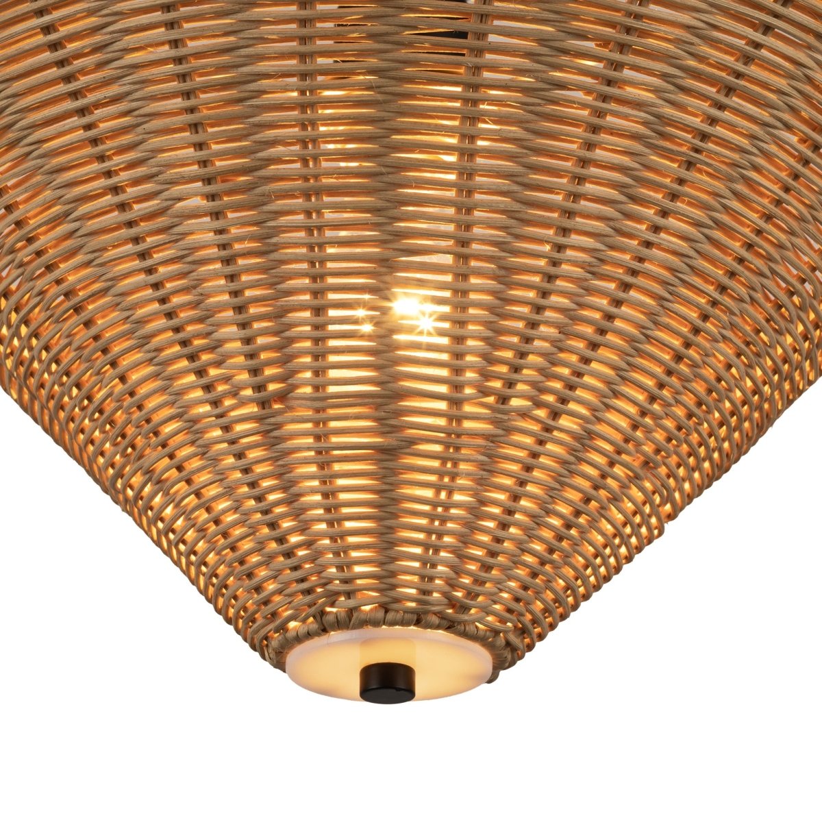 Semi - plafonnier Bridgette - Noir mat / rotin by Alora Lighting | Luminaires & cie