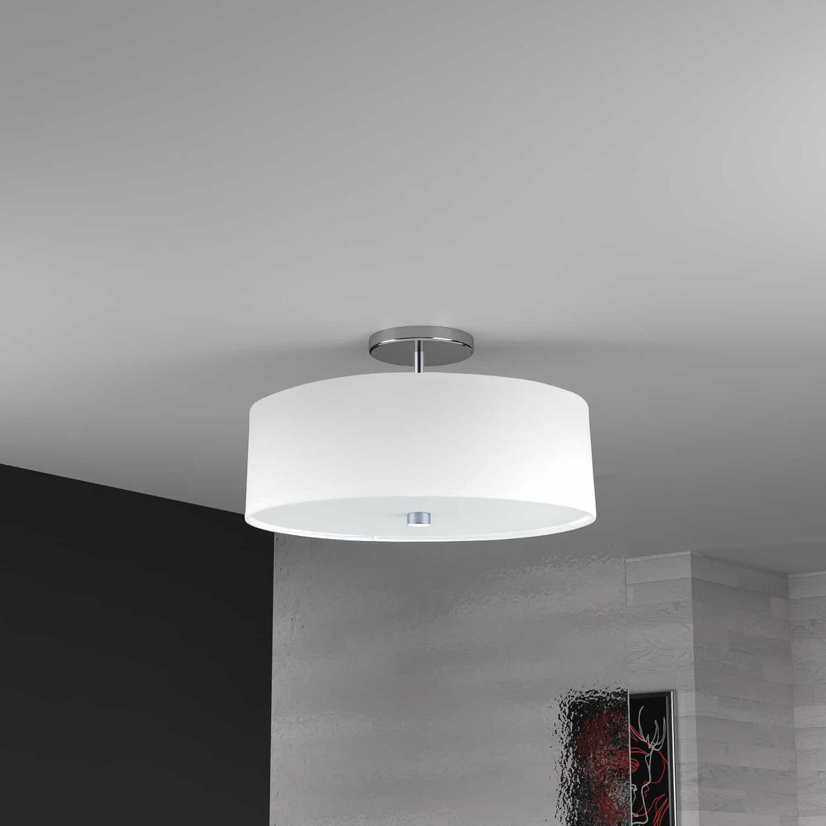 Semi-plafonnier Everly Blanc / Chrome poli – vue 2