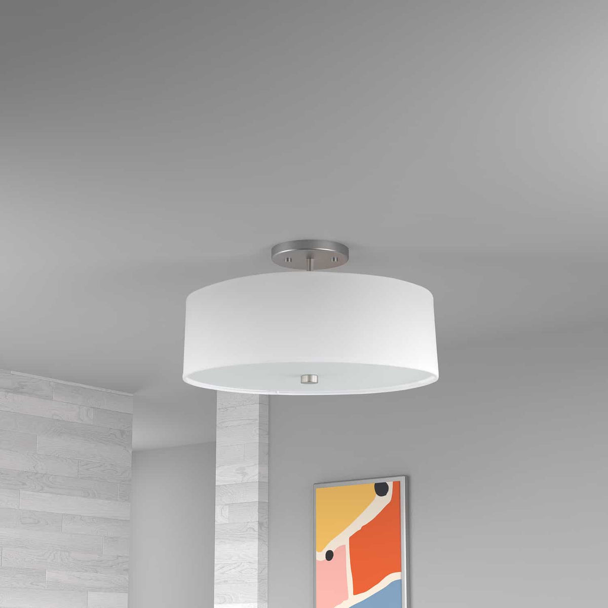 Semi-plafonnier Everly Blanc / Chrome satiné – vue 2