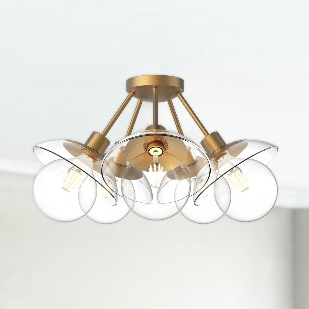 Semi - plafonnier Francesca - Verre d'or / transparent âgé 19 3/4" by Alora Lighting | Luminaires & cie