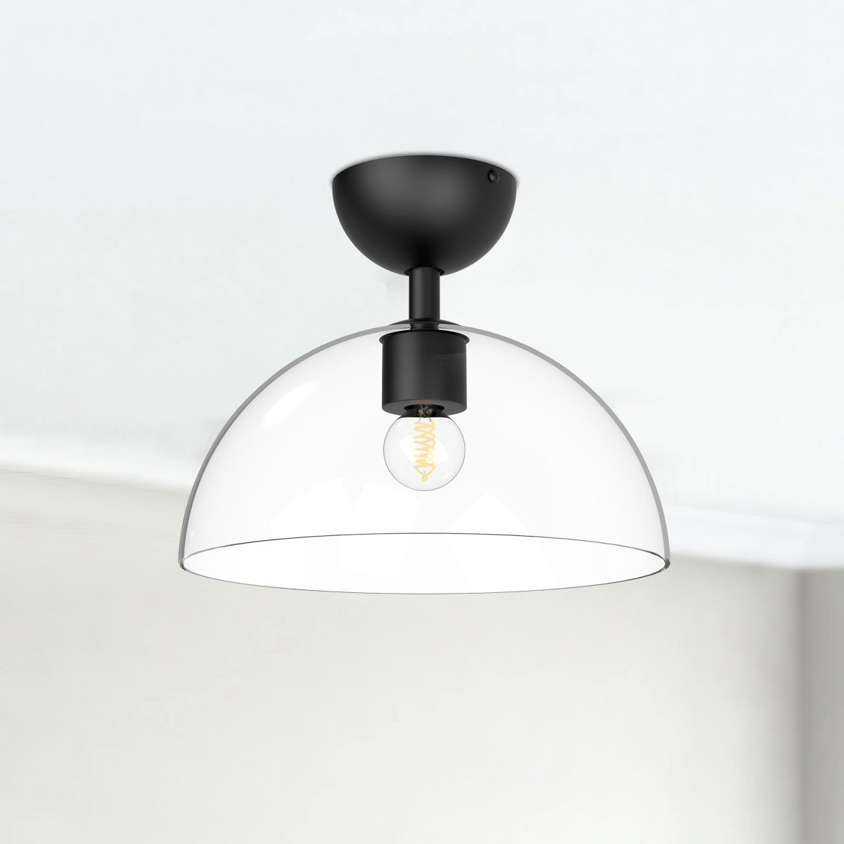 Semi - plafonnier Jude - Verre transparent / noir mat by Alora Lighting | Luminaires & cie