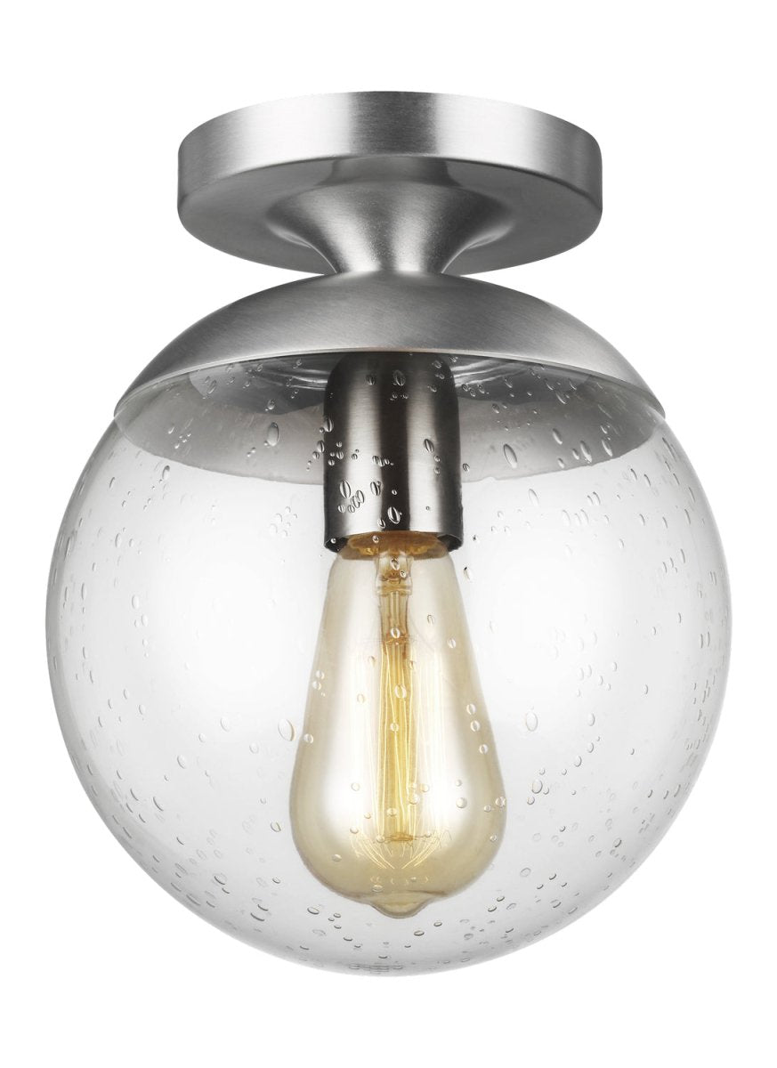 Semi-plafonnier Leo - Hanging Globe - Aluminium satiné Grené transparent by Visual Comfort Studio | Luminaires & cie
