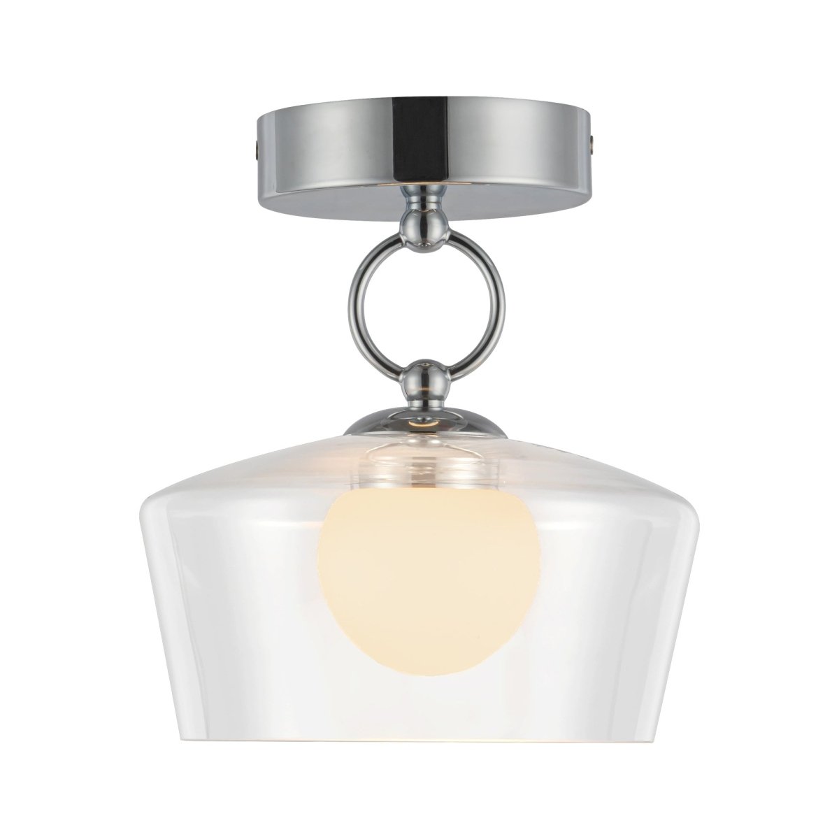 Semi - plafonnier Leota - Chrome / verre transparent by Alora Lighting | Luminaires & cie