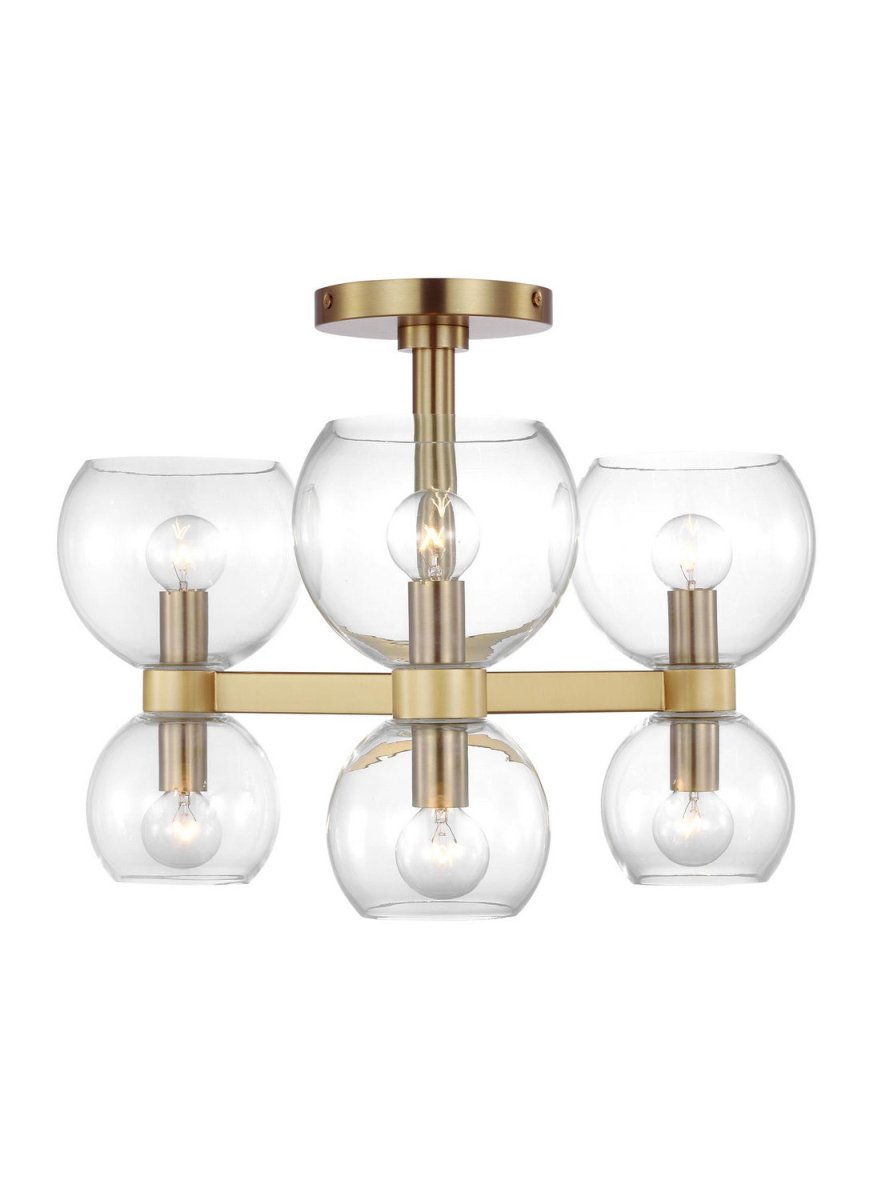 Semi-plafonnier Londyn - Laiton bruni avec verre transparent by Visual Comfort Studio | Luminaires & cie