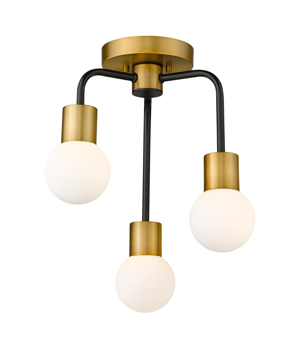 Semi-plafonnier Neutra - Noir mat + Laiton fonderie by Z-Lite | Luminaires & cie
