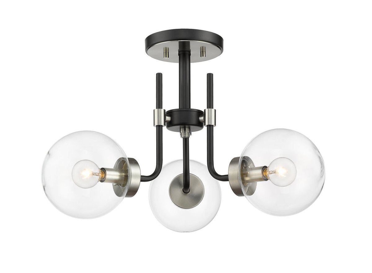 Semi-plafonnier Parsons - Noir mat + Nickel brossé 22" by Z-Lite | Luminaires & cie