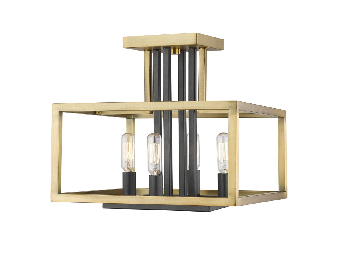 Semi-plafonnier Quadra - Laiton antique + bronze by Z-Lite | Luminaires & cie