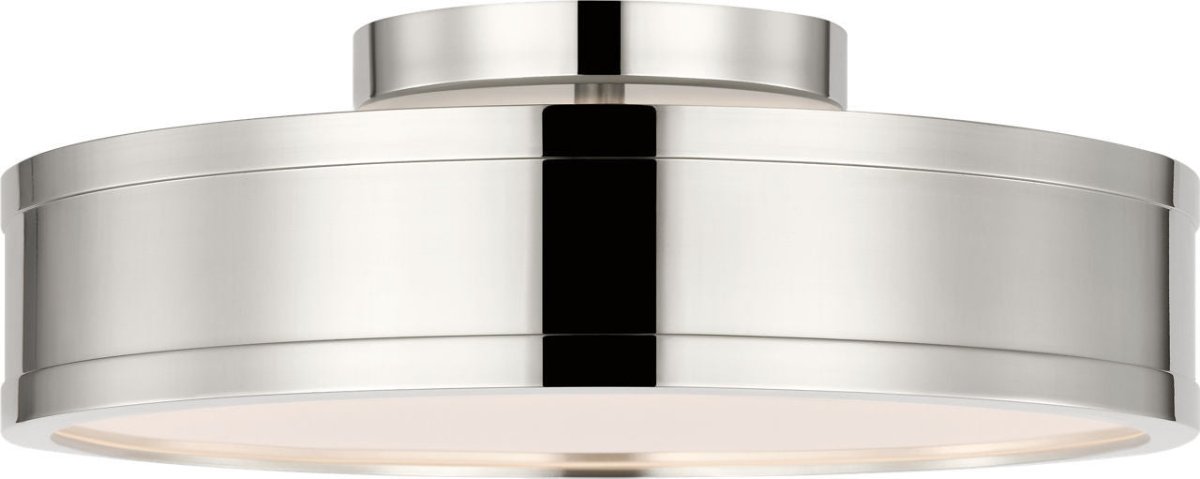 Semi-plafonnier rond Dupont - Nickel poli 12" by Visual Comfort Studio | Luminaires & cie
