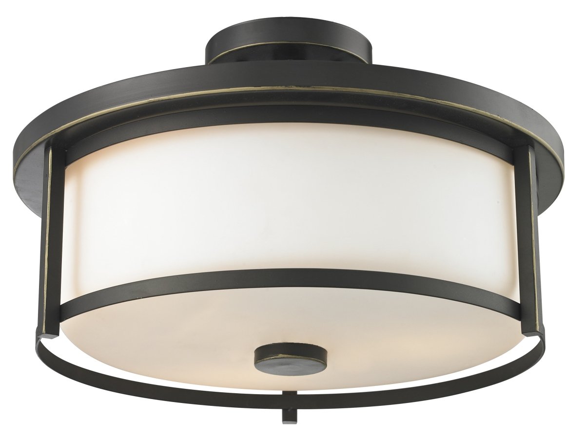 Semi-plafonnier Savannah - Bronze vieilli 15 3/4" Opale mate by Z-Lite | Luminaires & cie