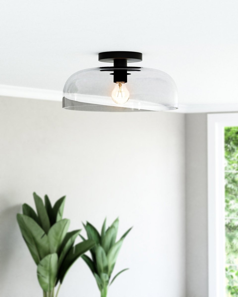 Semi - plafonnier Sylvia - Verre noir / transparent by Alora Lighting | Luminaires & cie