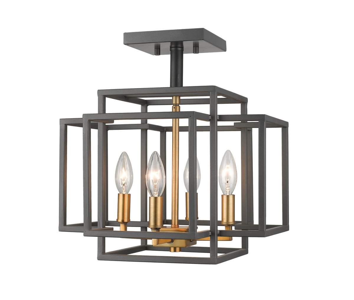 Semi-plafonnier Titania - Bronze + Laiton vieilli by Z-Lite | Luminaires & cie