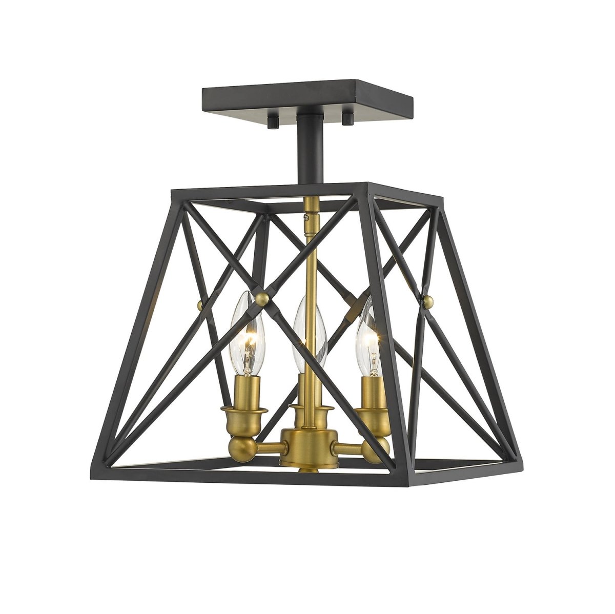 Semi-plafonnier Trestle - Noir mat + Laiton vieilli by Z-Lite | Luminaires & cie