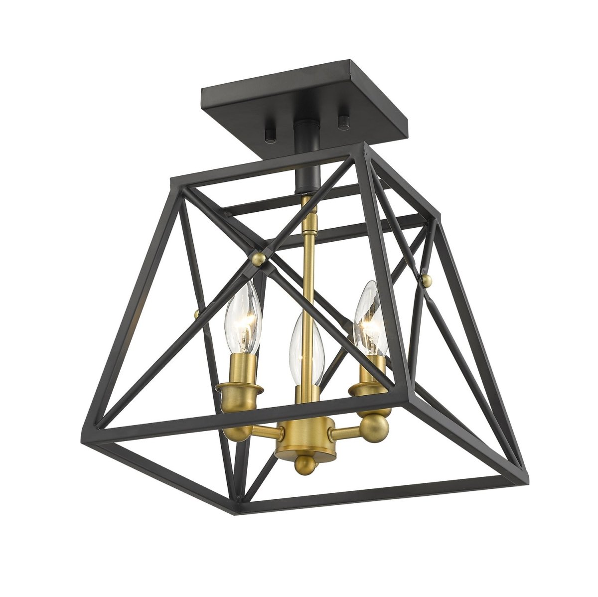 Semi-plafonnier Trestle - Noir mat + Laiton vieilli by Z-Lite | Luminaires & cie