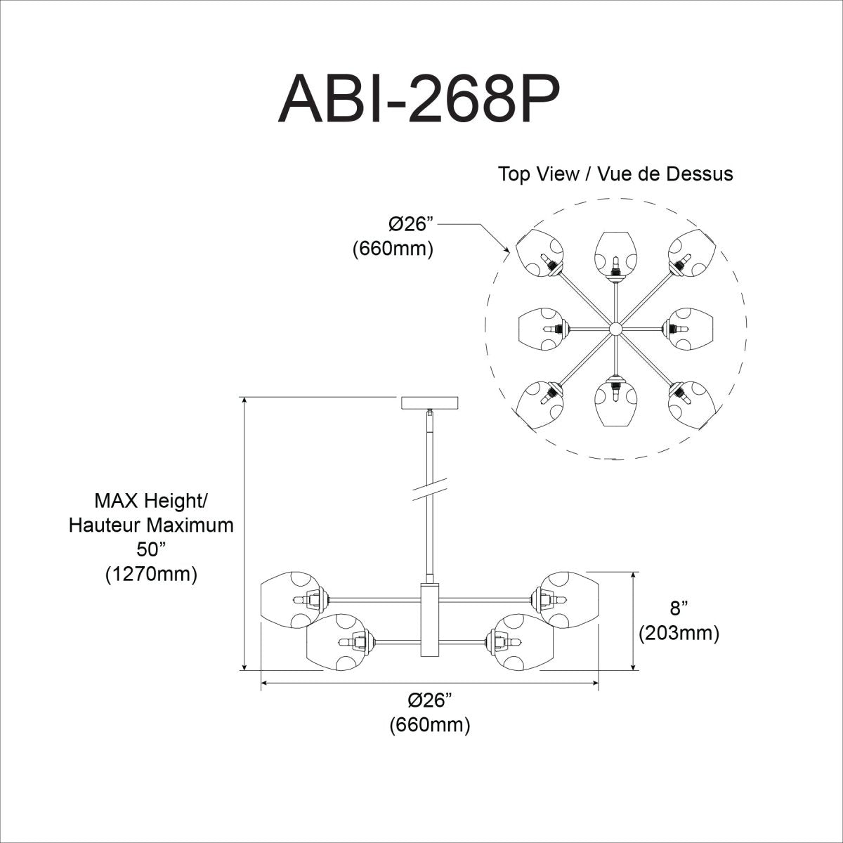 Suspension Abii - Noir Clair 26" by Dainolite | Luminaires & cie