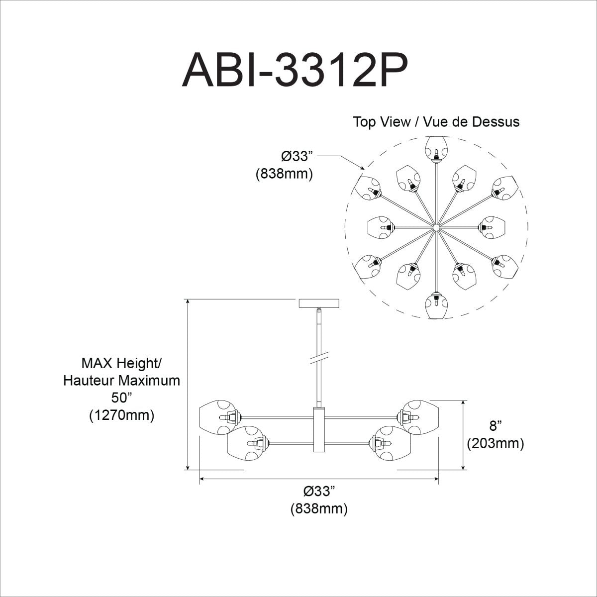 Suspension Abii - Laiton vintage Clair 33" by Dainolite | Luminaires & cie