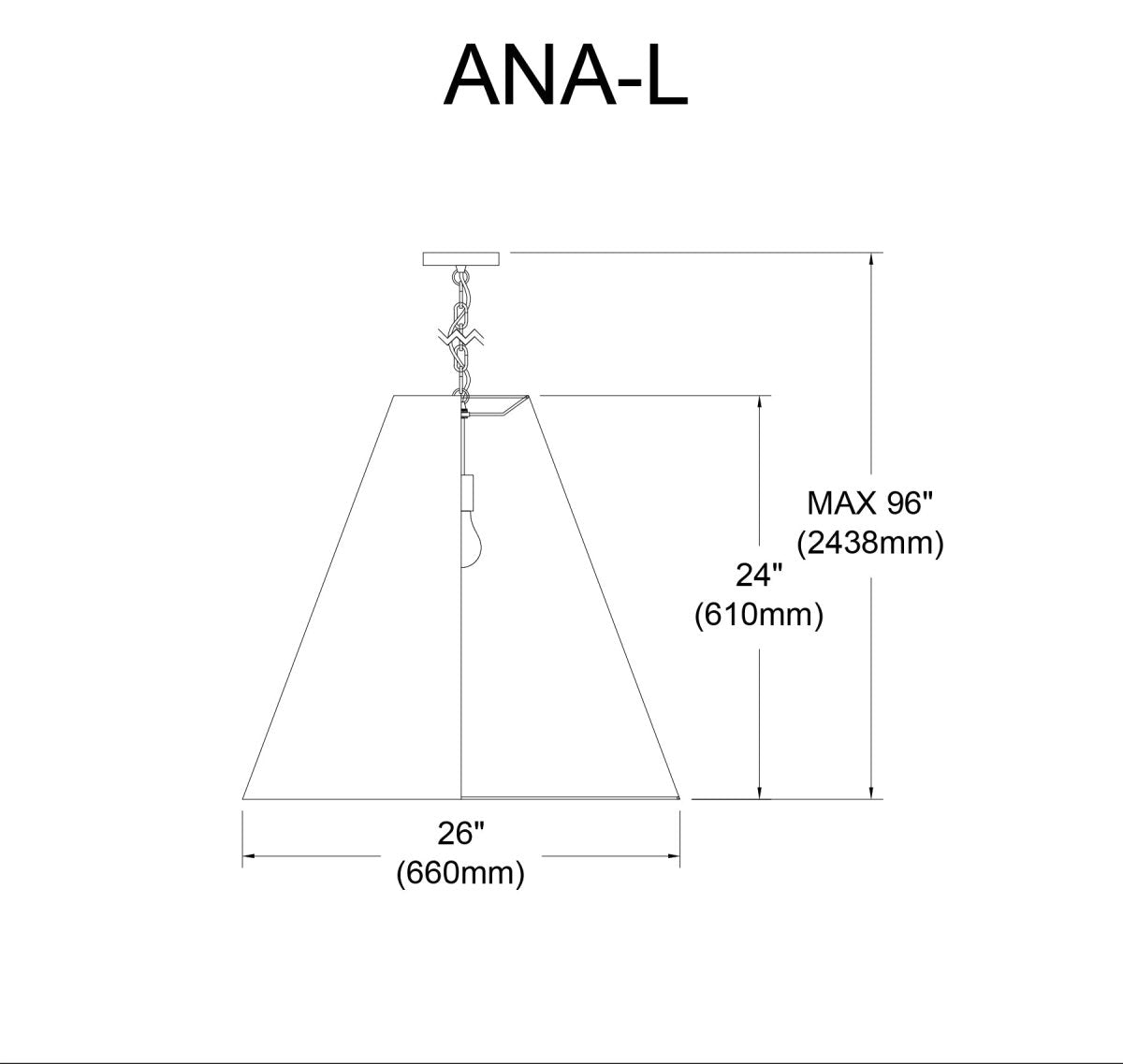 Suspension Anaya - Noir mat Noir 26" by Dainolite | Luminaires & cie