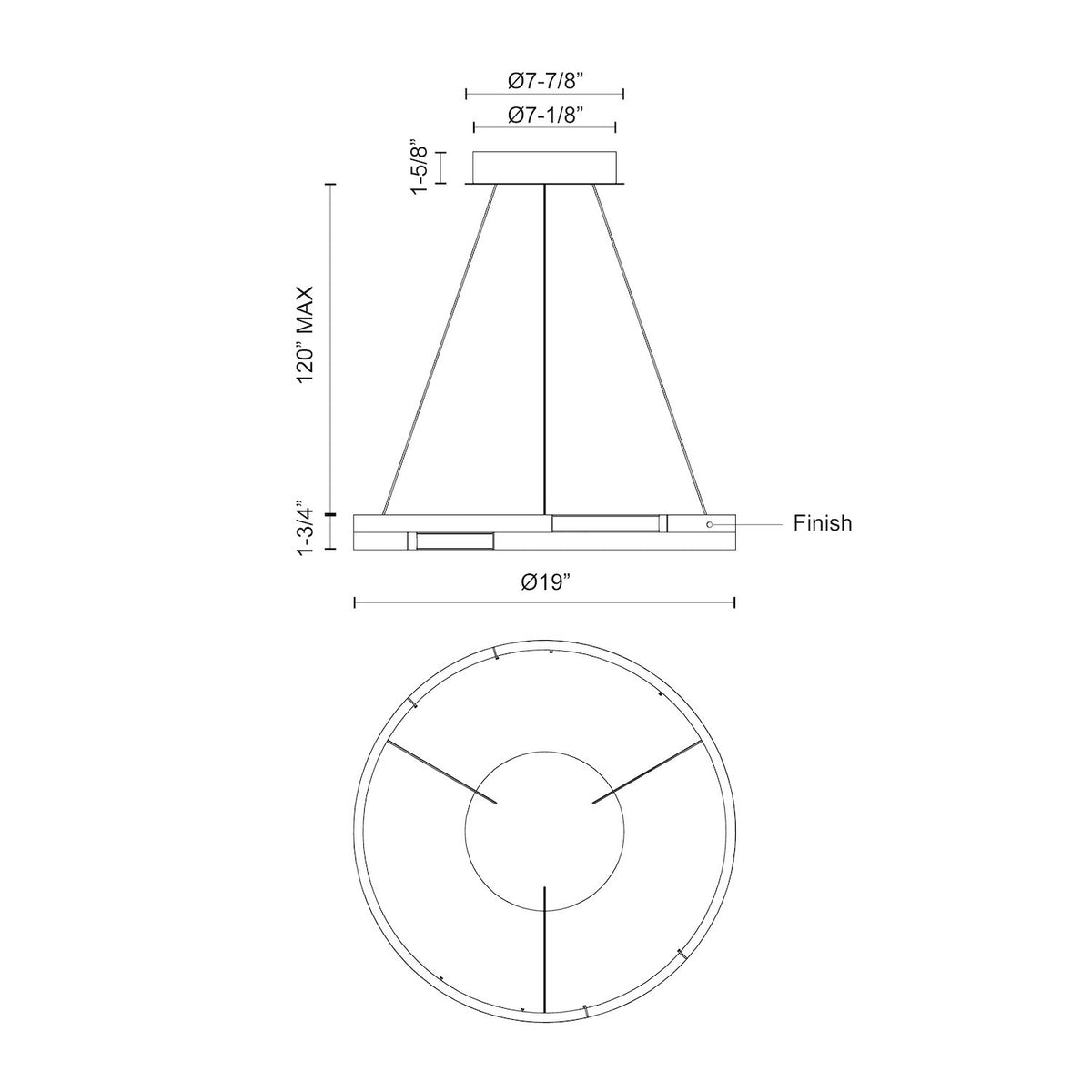 Suspension Anello Minor Noir, 19" – vue 2