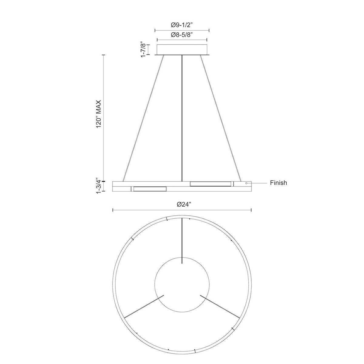 Suspension Anello Minor Noyer, 24" – vue 3